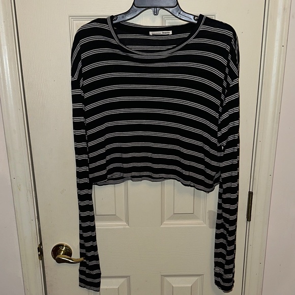 Reformation Black and White Striped Long Sleeve Top Size S - Picture 1 of 5